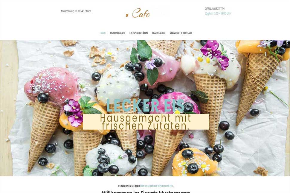 Demo Eiscafé Webseite