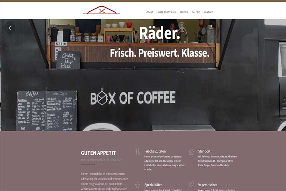 Demo Foodtruck Webseite
