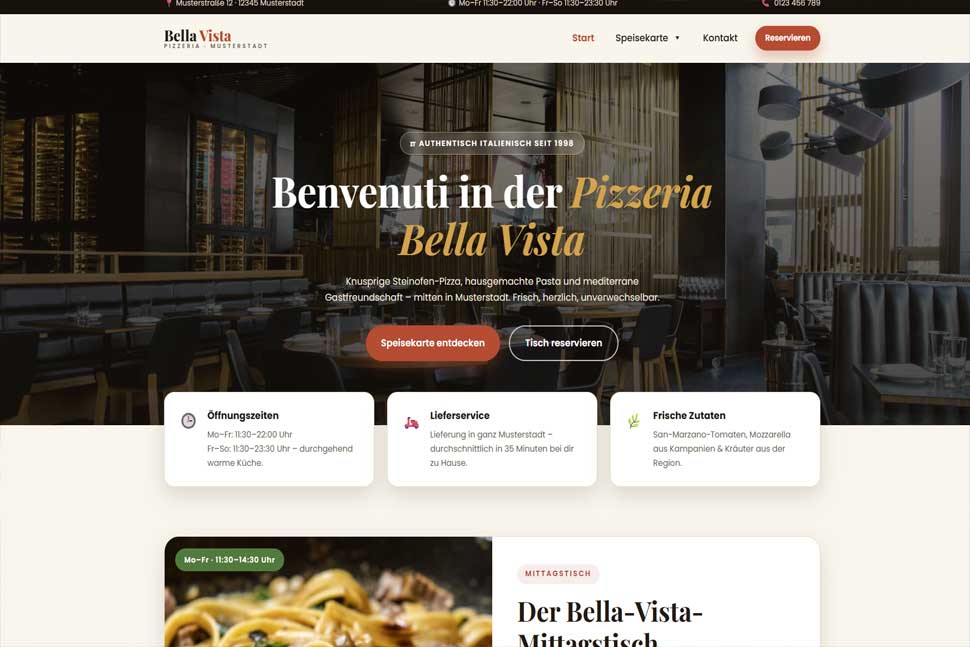 Homepage Demo Pizzeria