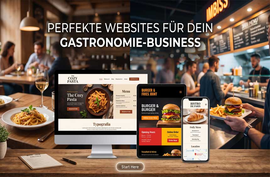 Gastronomie-Website auf Desktop, Tablet und Smartphone