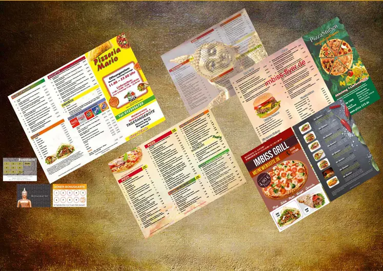Speisekarten und Flyer Gastronomie